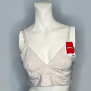NWT Spanx Cotton Comfort Bralette Large Heather Oatmeal